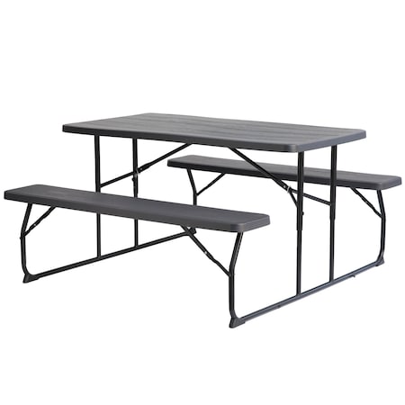 Gardenised Foldable Picnic Table, Plastic Composite, 5 ft L QI004446GY